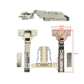 GEFONG 95 Degree Half Overlay Kitchen Cabinet Soft Close Universal Hinges 35mm with Damper Buffering Mute Hinge for Wardrobe Cupboard Door Pack of 2 Pieces