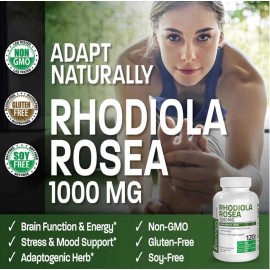 Rhodiola Rosea 1000mg (120 Cápsulas) Bronson Sabor Sin Sabor