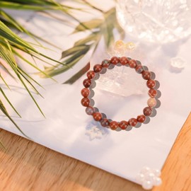 Gemstone Bracelet for Unisex - Stretch Beaded Bracelet - Healing Stone Jewelry - Lucky Charm Bracelet - Yoga Meditation Bracelet - precious stone bracelet Gift - 8mm (Red Jasper)