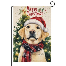 TopPacific Merry Christmas Garden Flag Labrador Retriever Garden Flag 12x18 Inch Double Sided, Christmas Tree Winter Holiday Yard Outdoor Decorative Flag(11886)