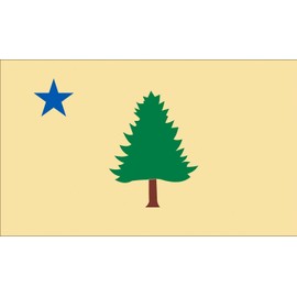 Vintage Yellow Maine State Flag Sticker (Yellow Background Green Tree and Blue Star ME Vinyl Decal)