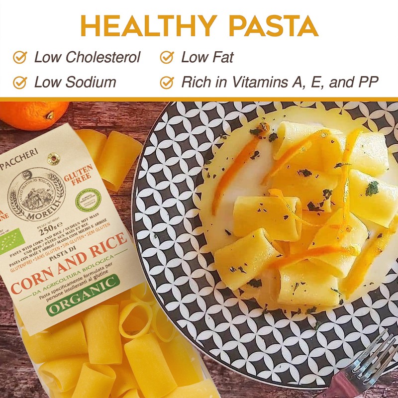 Morelli Organic Gluten-Free Pasta, Paccheri - Italian Gourmet, Organic, Large