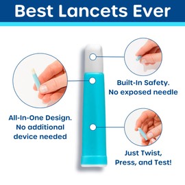 Pip Lancets for Diabetes Testing - 30G x 1.0mm Ultra-Thin Needles - 100 Count Safety Lancets | Single-Use Design for Painless Blood Glucose Testing - No Lancing Device Needed - Blue