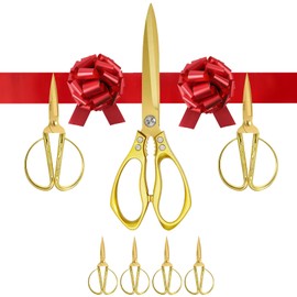 Ribbon Cutting Ceremony Kit with Gold Ceremonial Scissors (5-Person Set)
