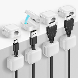aceyoon Magnetic Cable Holder, Set of 8, Cable Clips, Magnetic, Compatible with Cords with Diameter of 0.3 inches (7 mm) or Smaller, Wire Organizer, Storage, Organize, Around Desk, Attaching, Cable