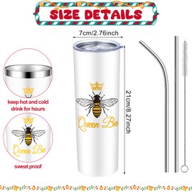 Umigy 7 Pcs Christmas Bee Theme Lover Queen Gifts Set - Tumbler, Socks, Cute Makeup Bag for Woman, Man, Bee Lover Christmas Birthday Party Gifts