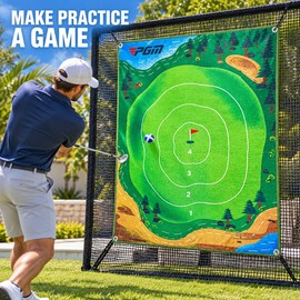 PGM DJD040 Golf Chipping Practice Target Mat with 10 Velcro Balls, Multiple Training Set Options