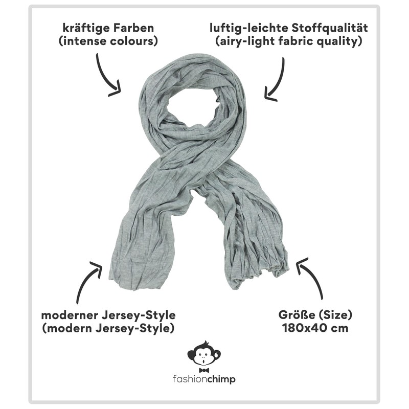 fashionchimp Basic Scarf for Women in Trendy Colours, Jersey Design,