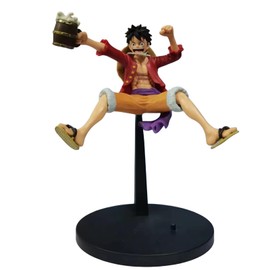 Anime Figure Banpresto It's A Banquet!! Luffy Figure PVC Figure Material Toy Statue Collectible Anime Statue Desktop Ornament Collection Souvenir(Black) 7.28inch/18.5cm