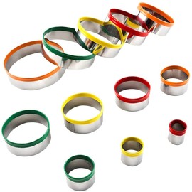 Plätzchen Ausstecher Rund,Edelstahl Ausstechformen Rund,12 Stück Donut Ausstecher Runde Ausstechformen,Ringe Keksformen Cutter Set mit Aufbewahrungsbox,Backen Küche Zubehör für Plätzchen Keks Donut