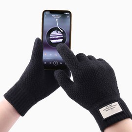 Winter Warm Gloves for Men Touch Screen Smartphone Thick Warm Warm Soft Textile Wool Black 90, black