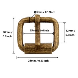 BIKICOCO Hebilla de rodillo, hebillas de barra rodante de tacón de 5/8 pulgadas para bolsas de correas de piel, Bronce X 50pcs, Pequeño