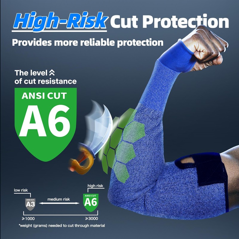 Schwer ANSI A6 Cut Resistant Sleeves, 22 inch Protective Arm