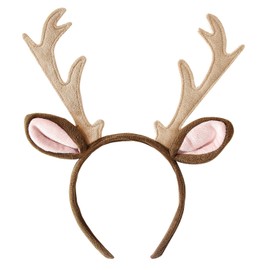 shoperama Fluffy Fabric Headband with Antlers and Ears for Deer Reindeer Bambi Deer Fawn Fawn Costume Accessory