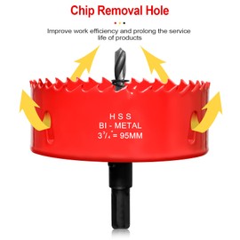95mm Hole Saws Cutter, HSS Bi-Metal Drill Bit for Wood, Plastic, UPVC, Fiberglass and Plasterboard