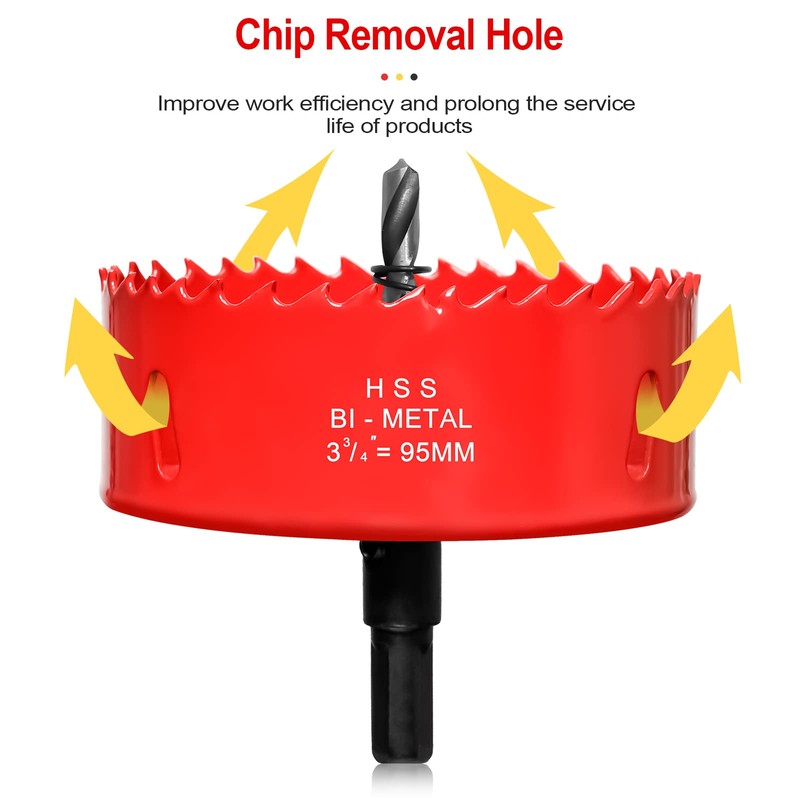 95mm Hole Saws Cutter, HSS Bi-Metal Drill Bit for Wood,