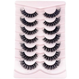 OCHILIMA Wimpern Russian Strip Lashes Natural Look Eye Lashes False Lashes Wispy D Curly Fluffy 3D Effect Cat Eye Soft Fake Eye Lashes Pack 7 Pairs (x3)