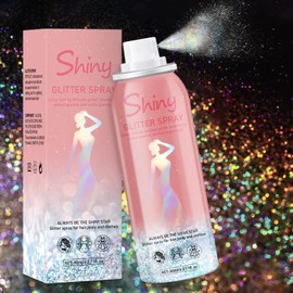 Hair and Body Glitter Spray, Holographic Glitter Highlighter Powder, Hairspray for Clothes, Face Body Shiny Glitter, Loose Shimmer Hairspray Festival Rave Prom Accessories, 2.11 Fl Oz (Rainy-Rainbow)