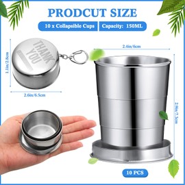 Mifoci 10 Pcs Father's Day Gifts Collapsible Metal Cups 5 oz Folding Travel Cups Appreciation Gifts for Dad Teacher Employee Travelers Portable Camping Supplies(Being Awesome)