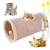 mymai Foldable Cat Tunnel with Soft Suede Cover, Interactive Rustling