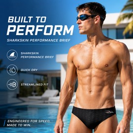 Men’s Competition Swim Briefs for Training – Quick-Dry Sharkskin-Style Athletic Swim Trunks