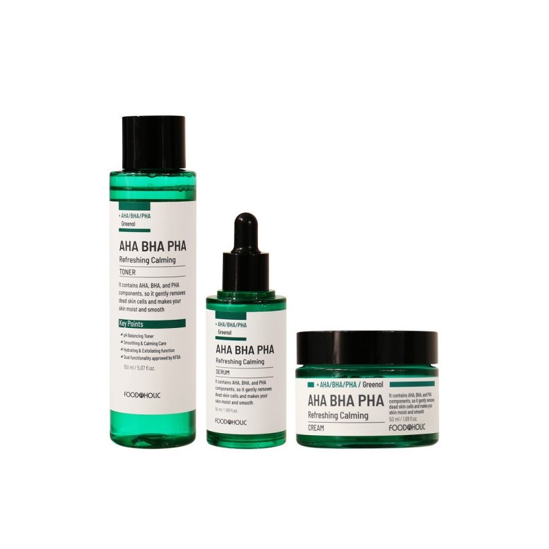 AHA BHA PHA Refreshing Cica Calming 1/ Toner, Serum, Cream,