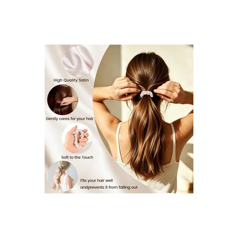 5 Scrunchies para Cabello Mujer, Coleteros Elásticos de Apariencia Seda,