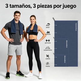 Toallas de Microfibra 3 Pack –Súper Absorbentes, Secado Rápido, Ligeras y Portátiles para Viaje, Playa, Natación, Yoga, Gimnasio, Camping – Incluye Bolsa (Azul marino, 3 Pack-152x76 + 80x40 + 40x40)
