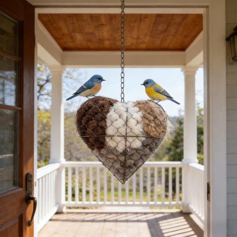 LUOBEIYAOHL Handmade Fiber Bird Nesting Heart Build Birdhouse Wool Material