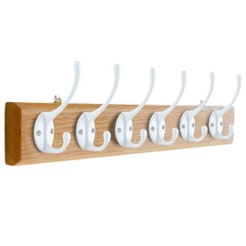 IBERDE Coat Hooks for Hanging, Wall Hooks with Stainless Steel Screws Retro Double Hooks Towel Rack Utility Hanger for Coat, Scarf, Bag, Towel, Key, Cap, Cup, Hat 8 PCS (White)