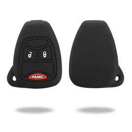TOMALL 2Pcs Silicone Key Fob Cover 3 Buttons Compatible with Jeep Chrysler Dodge 2007-2018 Wrangler Flip Key Jacket Protector Holder Remote Rubber Cover Case Car Accessories (Black)