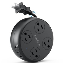 AnnTane Adaptador Japón con USB C，Japón Adaptador Universal de Viaje con 4 Enchufes y 3 USB, Regleta Multicontacto con Extensión Eléctrica Retráctil de 1M, Travel Essentials Adapter Tipo A, Negro