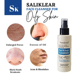 NATUDERMA Salicylic Acid Face Cleanser Wash for Oily Skin with Hyaluronic Acid | Acne Pimples Blackhead Exfoliating Gentle Face Wash Facial Cleanser, Paraben Free, Made in USA 4 Fl Oz