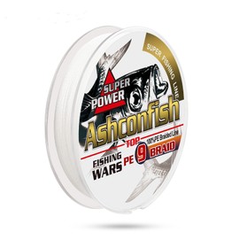 Ashconfish PE Line Fishing Line X9 300M Solid Color 9 Strands (No. 1.2 to No. 20 Selectable) 9 Strands White