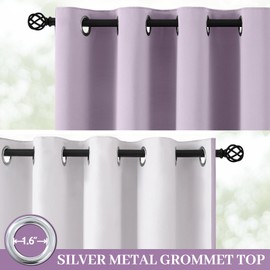 Yakamok 100% Blackout Curtain Panels 84 inches Cold and Light Blocking Drapes for Nursery, 2 Thick Layers Thermal Insulated Draperies (2 Pieces, 50 Wide Each Panel, Lilac Front with White Backing)
