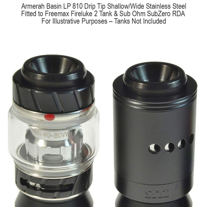 Armerah Basin LP 810 Drip Tip eCig Mouthpiece Shallow/Wide Stainless