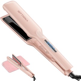 HITTIONA Flat Iron Hair Straightener – 1.75” Ceramic Infrared Ionic Flat Iron with 5s Fast Heat-Up, Vibration Technology, LCD Temp Control, Dual Voltage, Anti-Frizz Styling for All Hair Types
