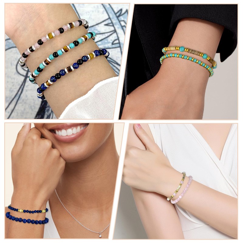 APMGONT Stackable Stretch Bead Bracelet Set, Stacked Pearl Bracelet for