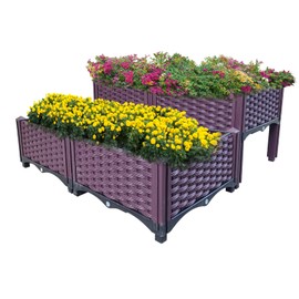DAWOT Plastic Raised Garden Bed 4 Piece Planter Grow Boxes Planter Care Box Kit for Outdoor Indoor Plants Elevated Garden Boxes Plant pots for Vegetables, Standing Garden Container for Backyard, Patio