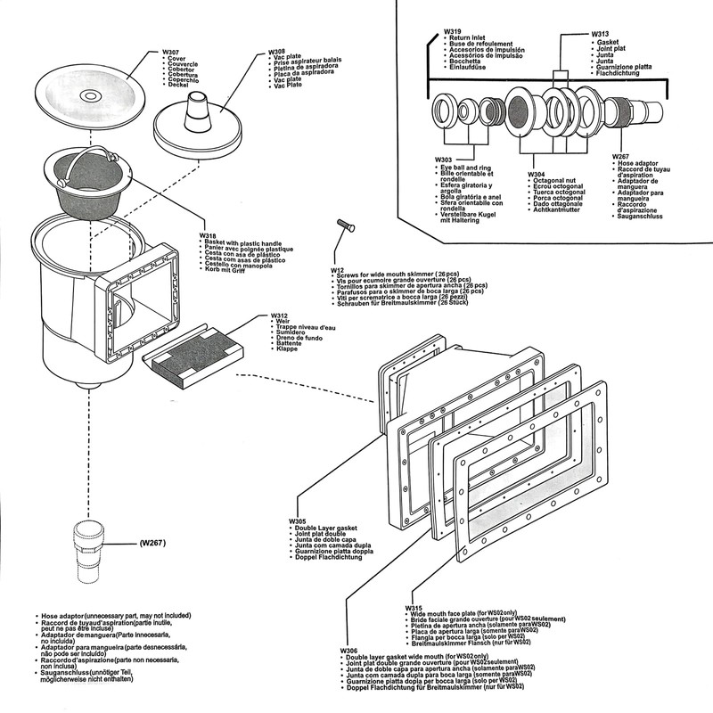 showingo Wide Mouth Above Ground Pool Skimmer Kit Through Wall