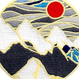 Ice Mountain Under Red Sun Explore Outdoor Patch Embroidered Applique Iron On Sew On Emblem
