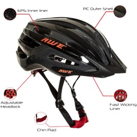 AWE AWEAir™ In Mould Adult Bike/E-Bike Helmet 55-58cm Black/Carbon FREE 5 YEAR CRASH REPLACEMENT*