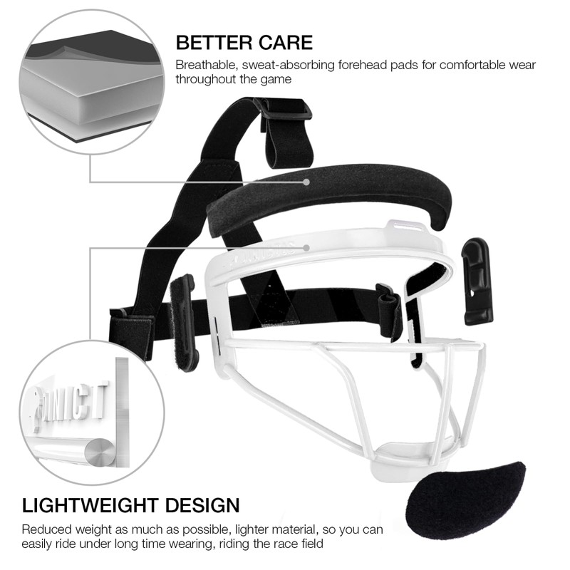 Dinictis Softball Face Mask, Lightweight, Comfortable, with Wide Field Vision,