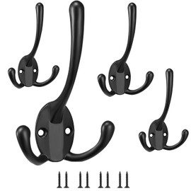 Lxoraziy 4 Pcs Hooks, Coat Rack Wall Mounted, Coat Racks, Metal Coat Hook for Hanging Towels, Coats, Hats, Key, Cap, Cup, Heavy Bags