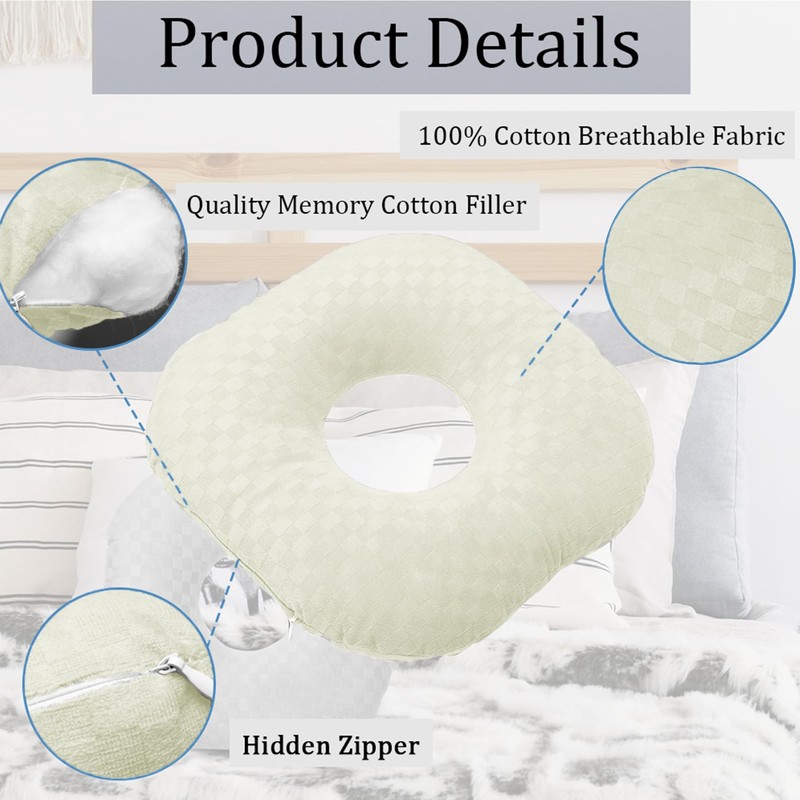 Wuronsa Ear Piercing Pillow for Side Sleepers, Pillow with an