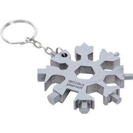 BGS Diy 85880 | Multifunctional Tool | Snowflake | 18-in-1 | Stainless Steel | Gadget | Men's Gifts | for Travel, Camping, Adventure