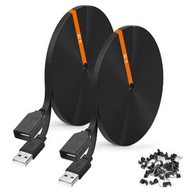 2-Pack 30ft Power Extension Cable Compatible with Wyze Cam v4,Wyze Cam Pan v3,Wyze OG,Wyze Cam v3 and v3 Pro Security Cameras - 9m Long Flat USB Male to Female Charging Cord, Black