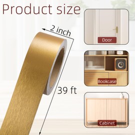 Ruaniao Peel and Stick PVC Self-Adhesive Border Trim, 2 Inch X 39 Ft PVC Baseboard Molding Trim Repair Tape, Light Brown Mirror Tape Border for Home Kitchen, Dining Room, Office, Bathroom