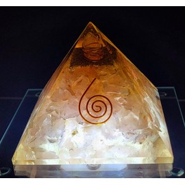 Pair 2.8" Rose Quartz Orgonite Orgone Pyramids Positive Energy Reiki Charged Generators Metaphysical Healing Meditation Gemstone Crystal Mineral Copper Coil w/Quartz Specimen