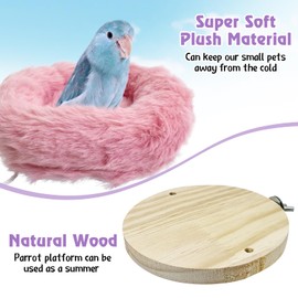 Hamiledyi Bird Soft Nest for Cage Plush Parrot Hammock Breeding Bird House Bird Bed for Parakeet Lovebird Cockatoos Conure Canary Finch Quaker(Pink)